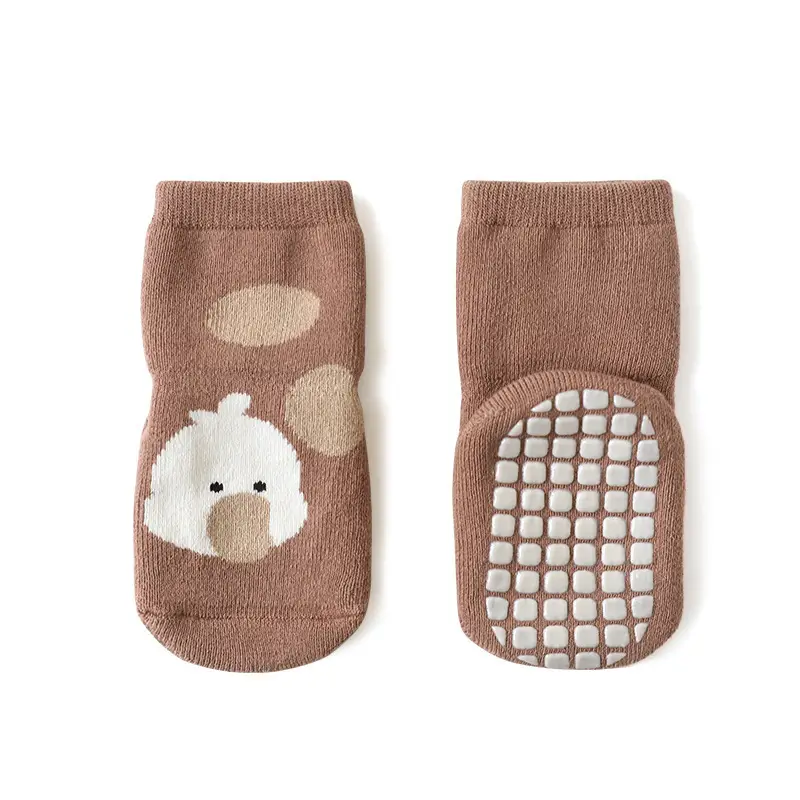 Baby Teddy Bear Socks Brown Non-Slip Toddler - Image 2