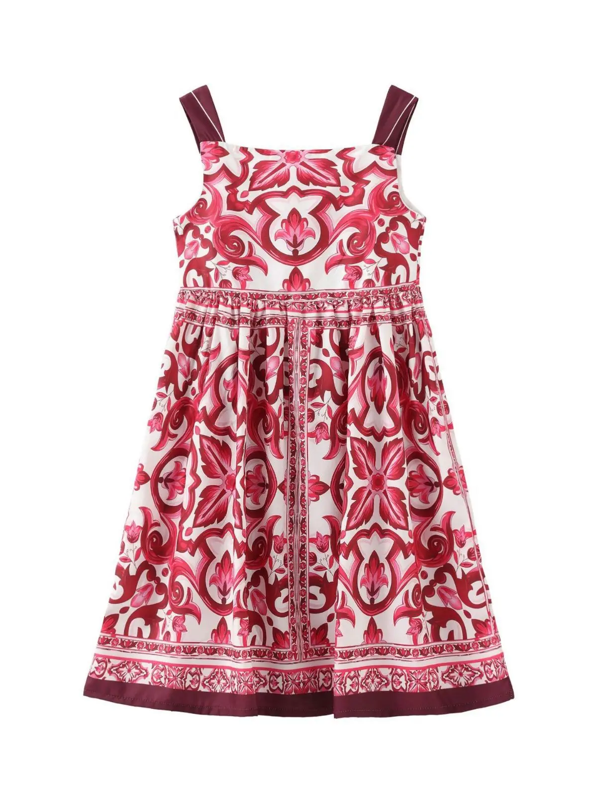 2025 New Kids Blue White Porcelain Skirt Dress Sleeveless