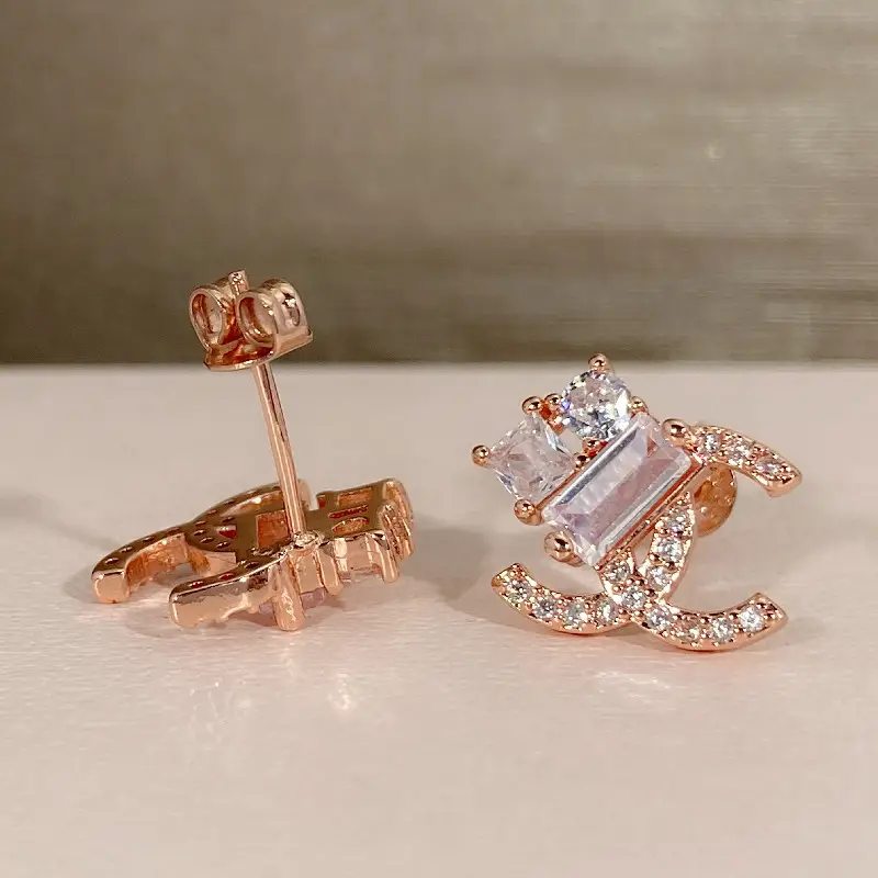 South Korea Diamond Cross Earrings Full Crystal Stud Earrings