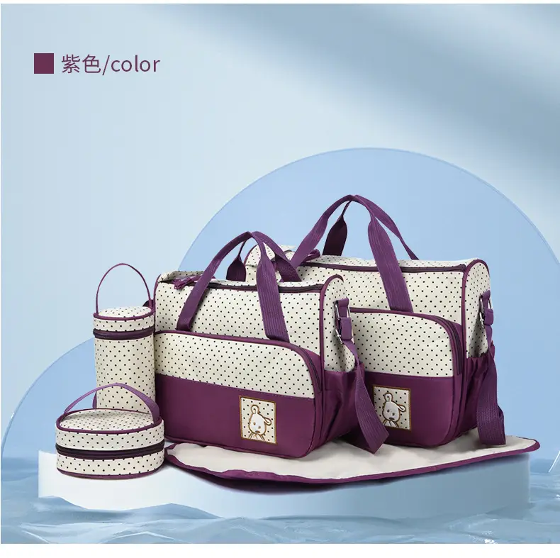 Purple Parent-Child Travel Bag Set with Crossbody & Shoulder Options