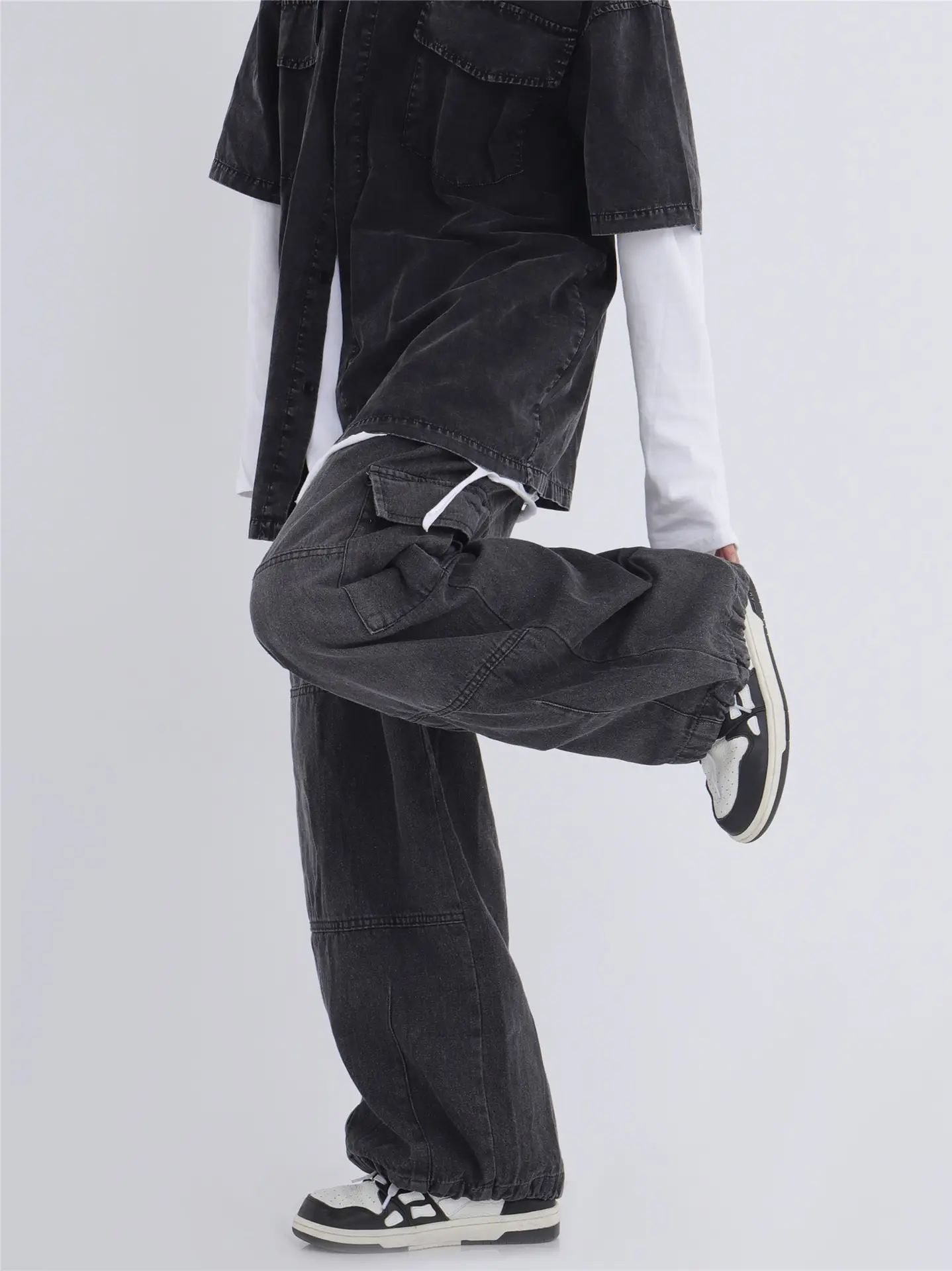 2022 Hip Hop Couple Loose Wide Leg Jeans Men Women - Image 4