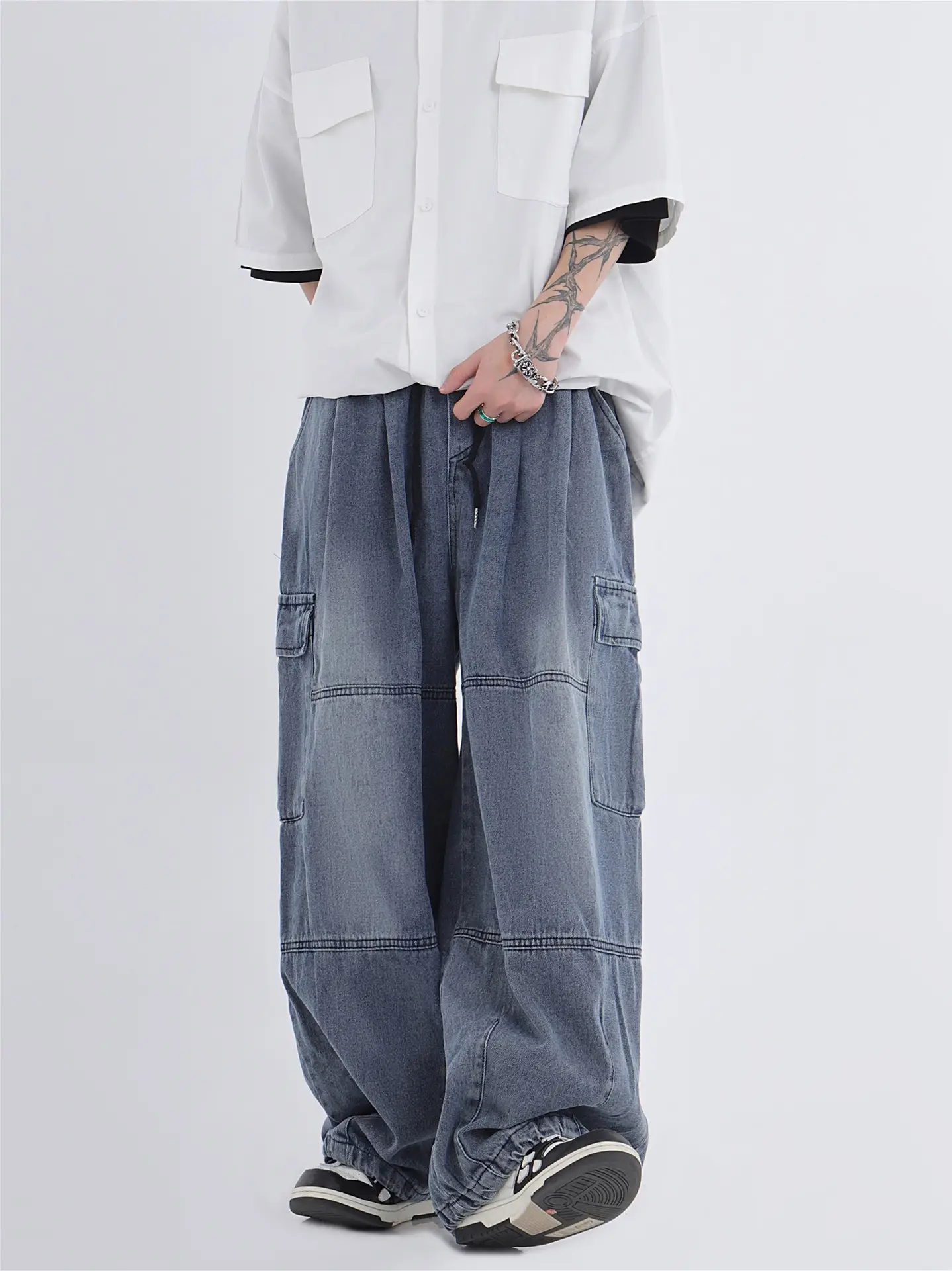 2022 Hip Hop Couple Loose Wide Leg Jeans Men Women - Image 5