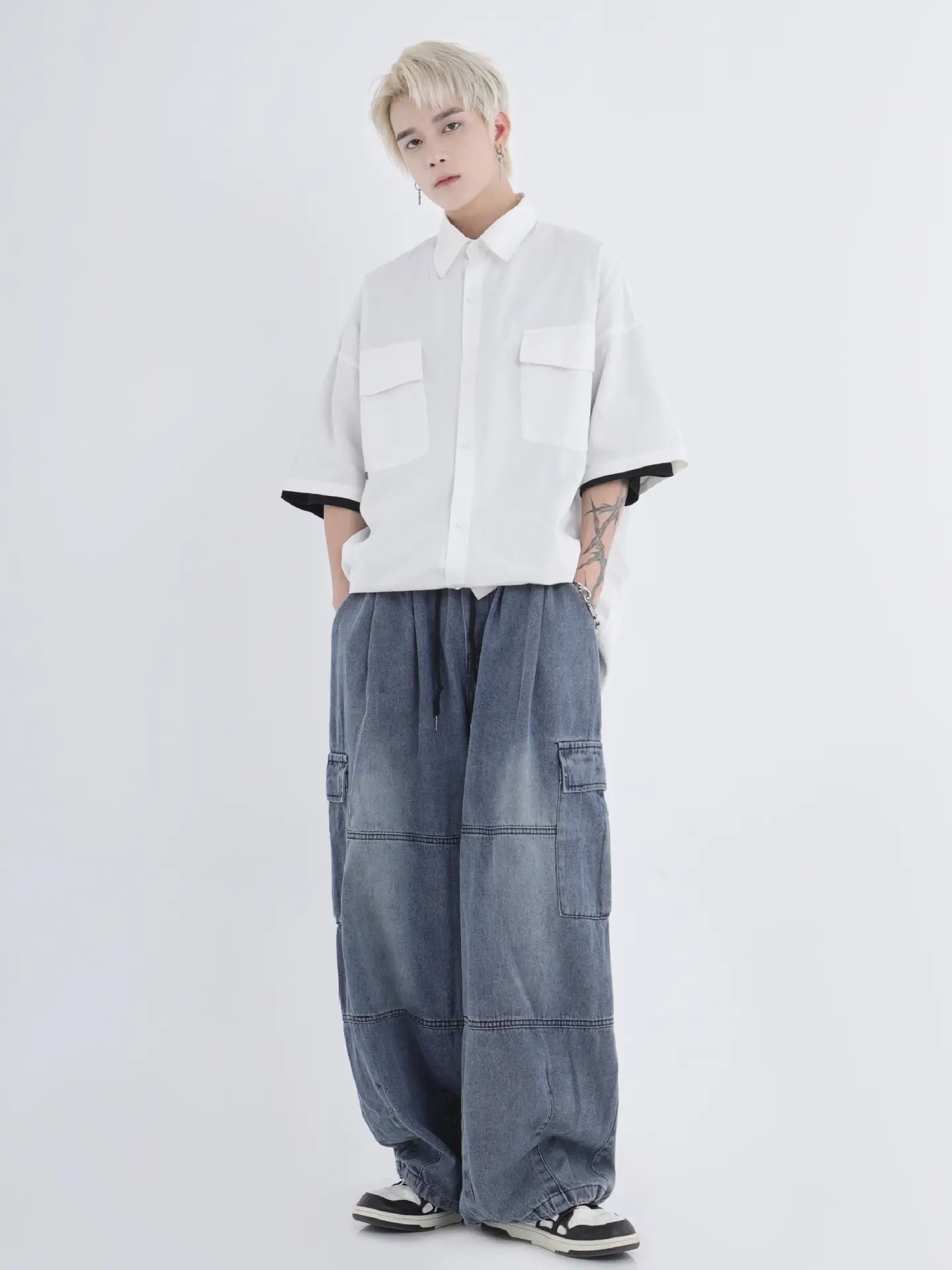 2022 Hip Hop Couple Loose Wide Leg Jeans Men Women — feature 10