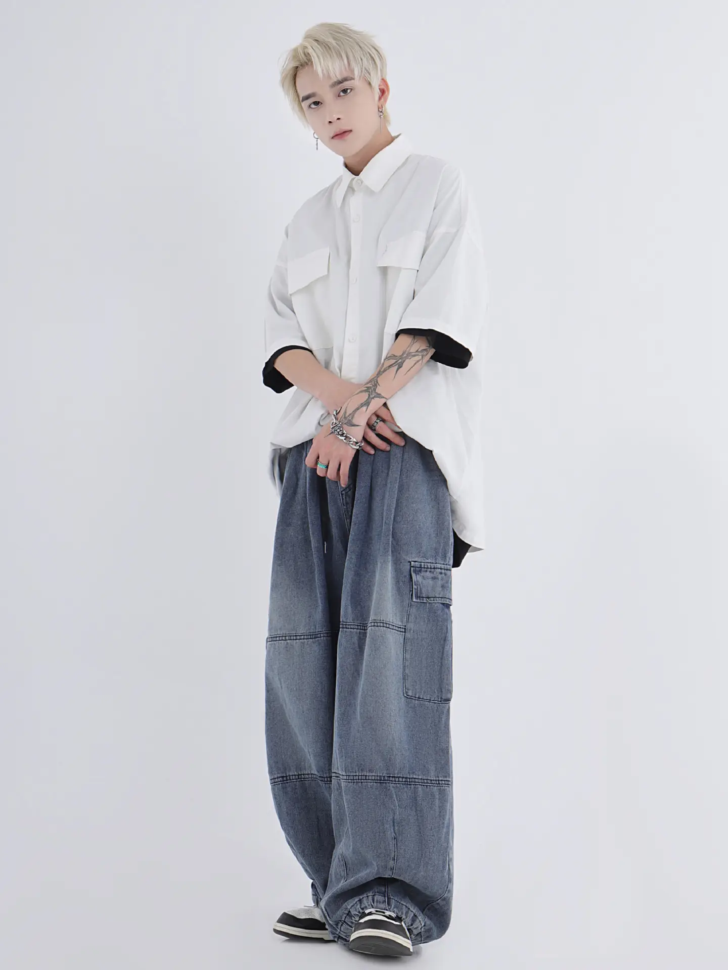 2022 Hip Hop Couple Loose Wide Leg Jeans Men Women — feature 11