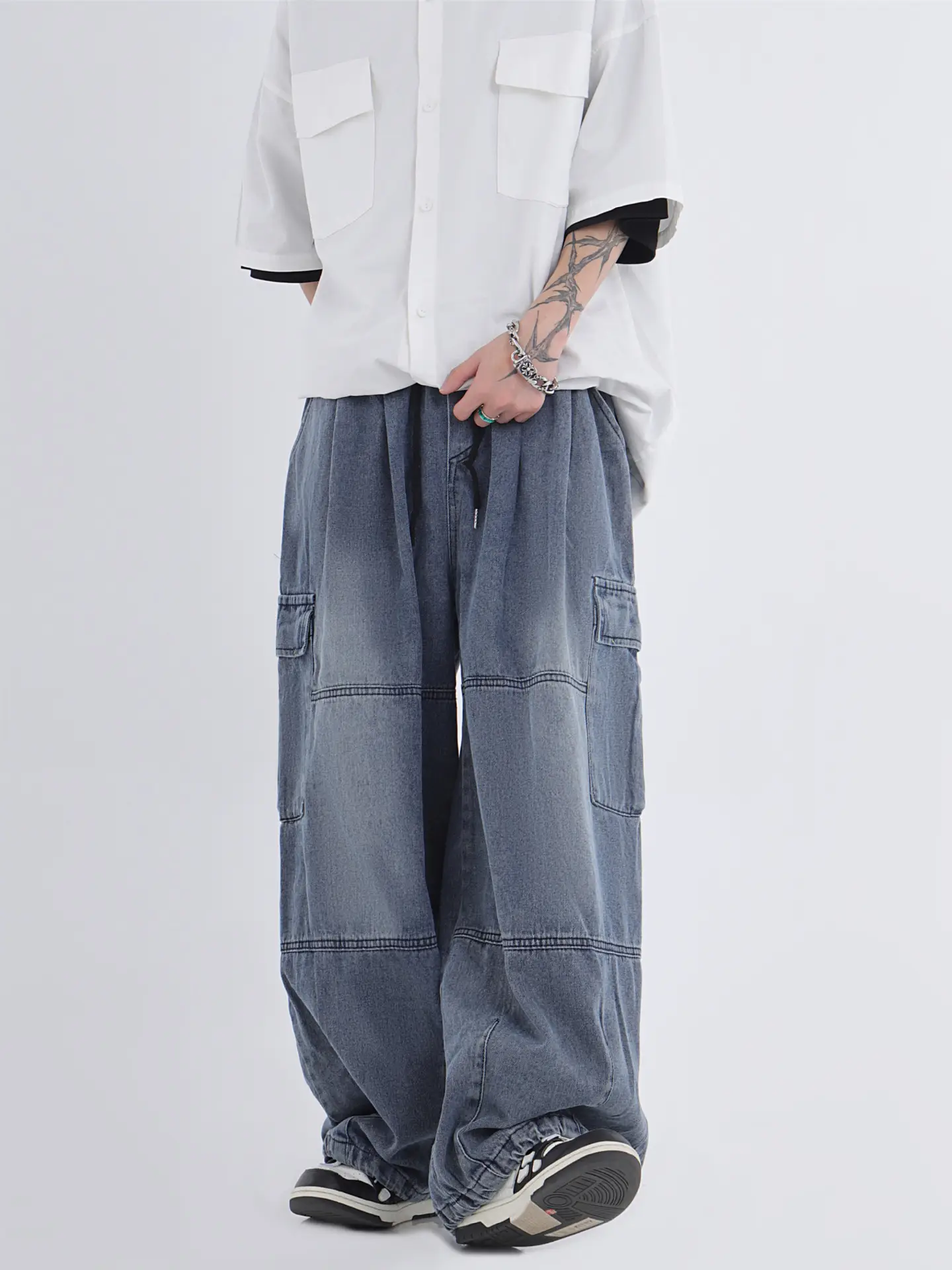 2022 Hip Hop Couple Loose Wide Leg Jeans Men Women — feature 3