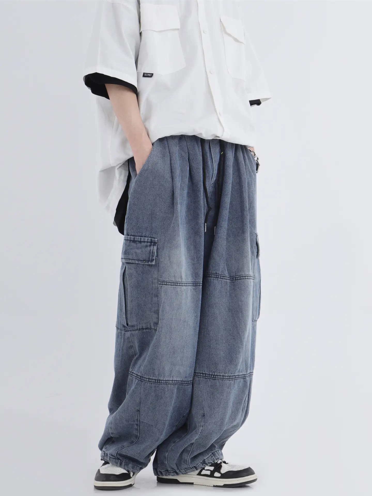 2022 Hip Hop Couple Loose Wide Leg Jeans Men Women — feature 5