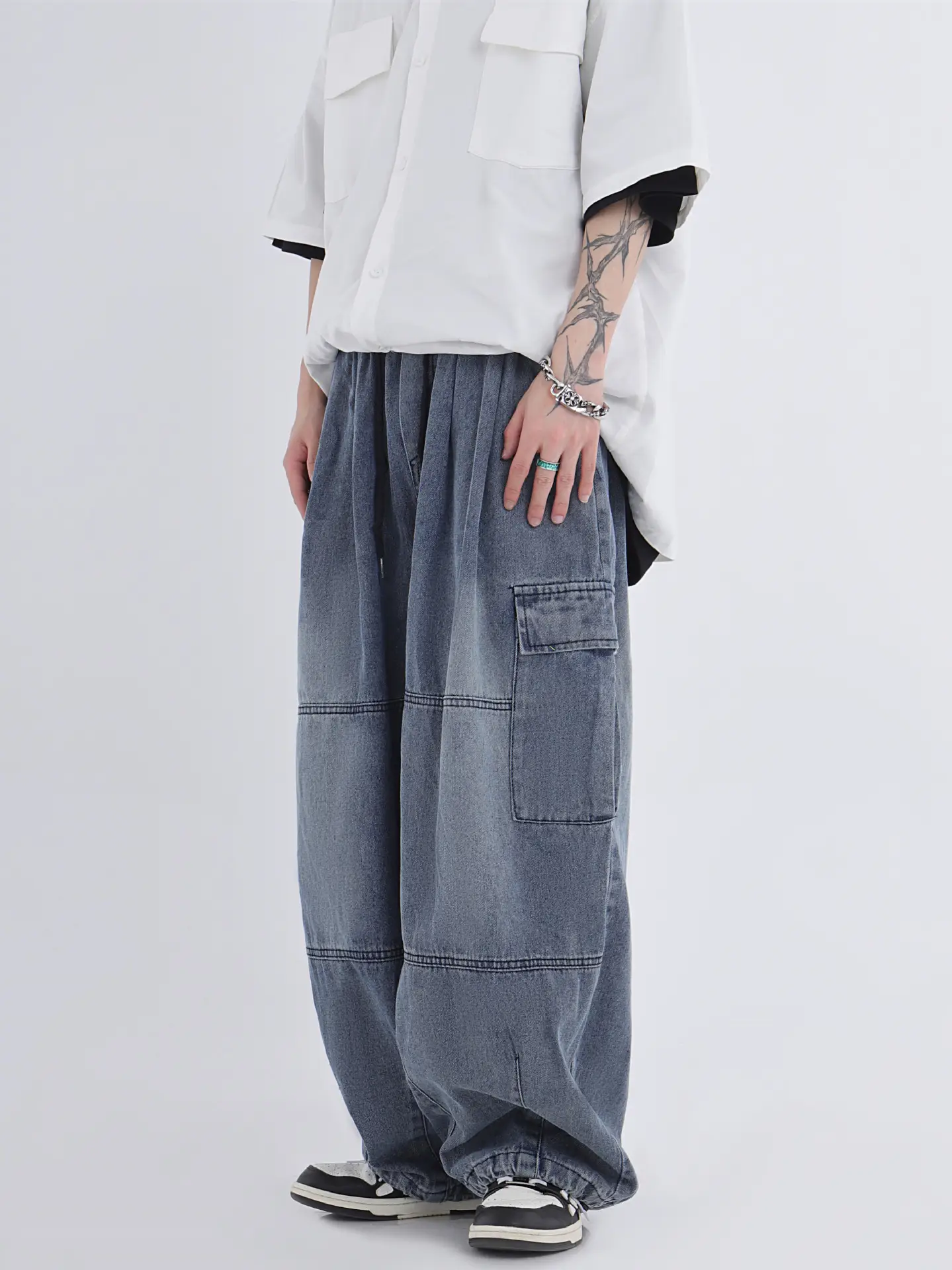 2022 Hip Hop Couple Loose Wide Leg Jeans Men Women — feature 7