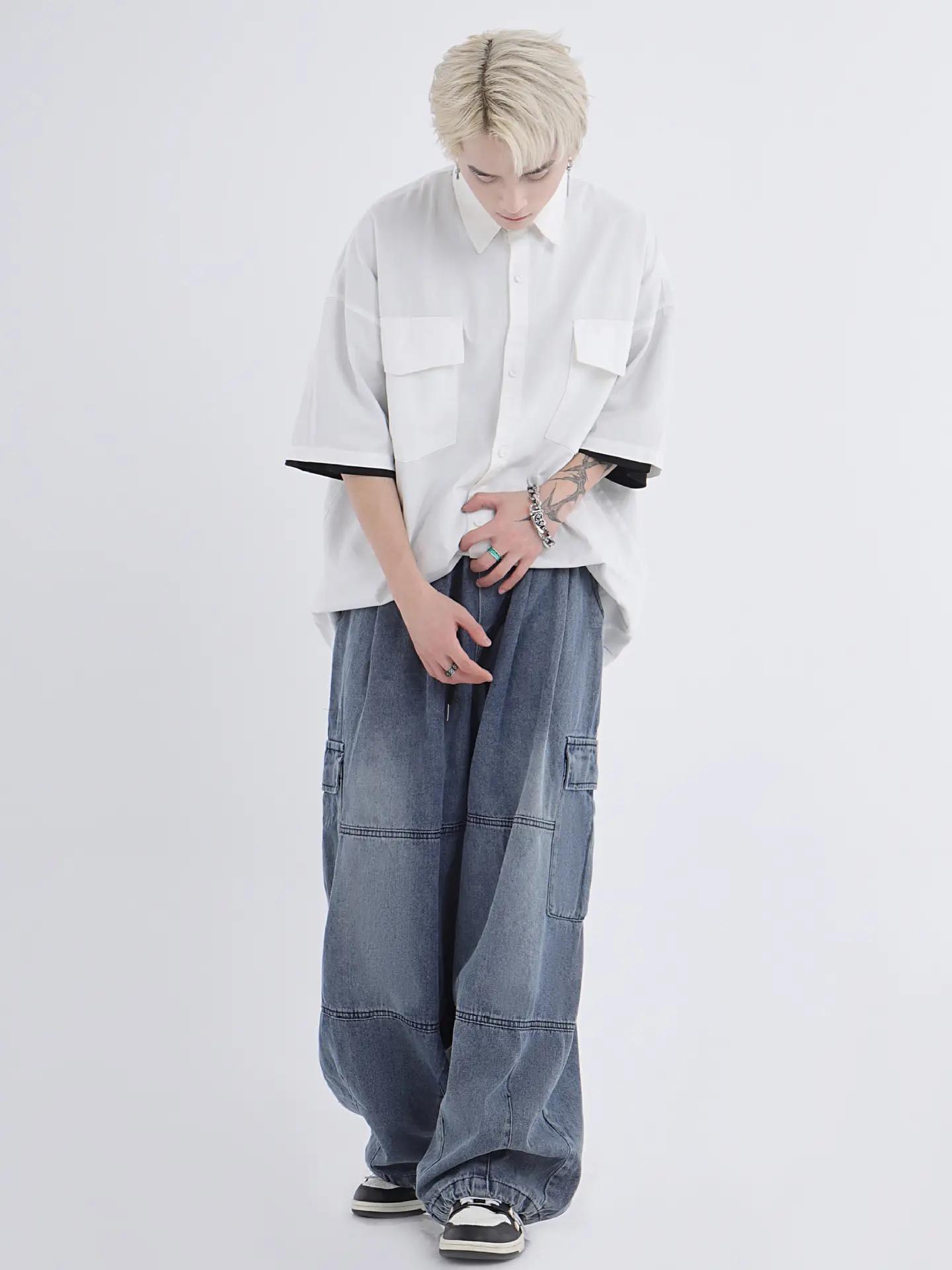 2022 Hip Hop Couple Loose Wide Leg Jeans Men Women — feature 8