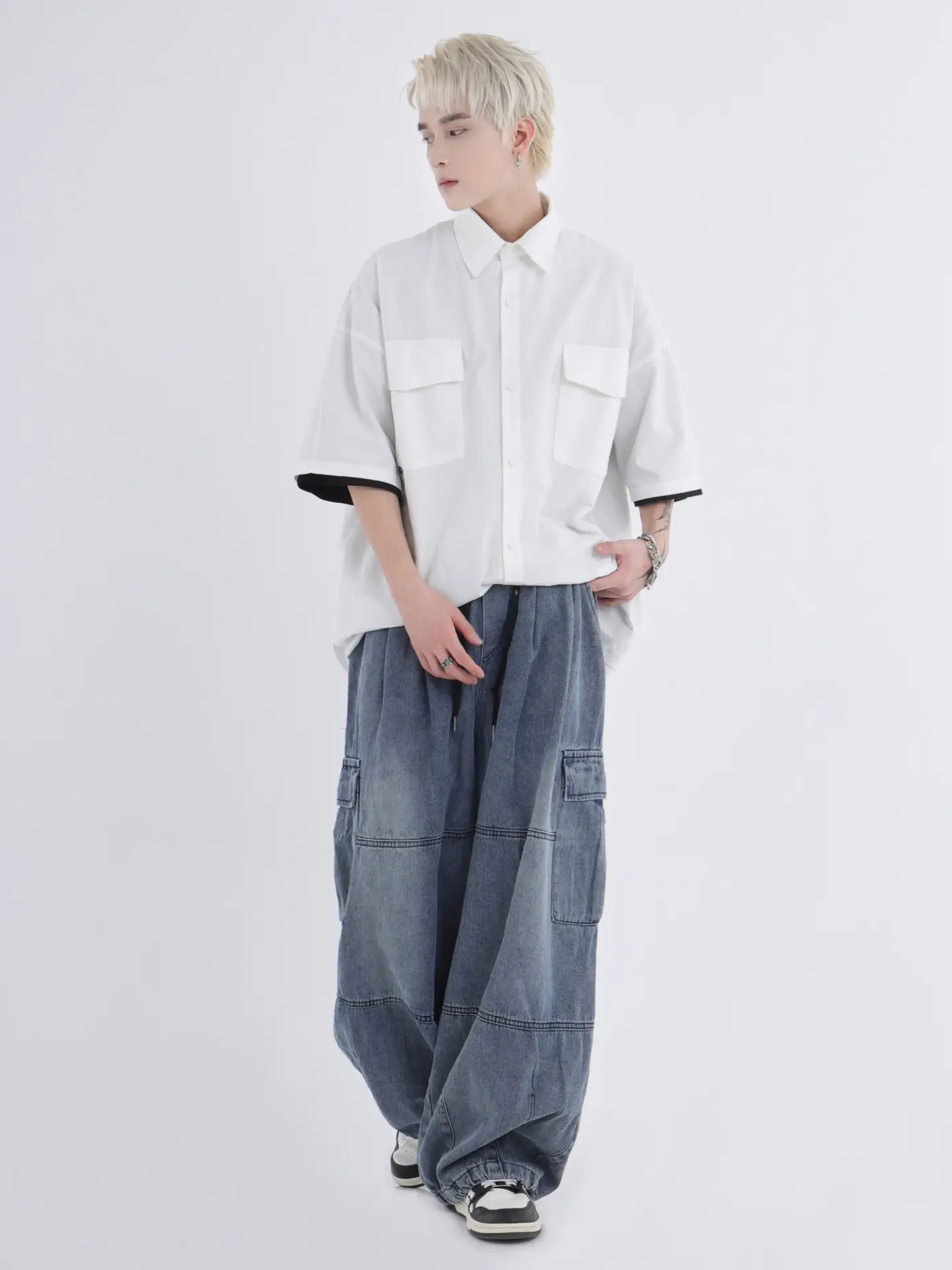 2022 Hip Hop Couple Loose Wide Leg Jeans Men Women — feature 9