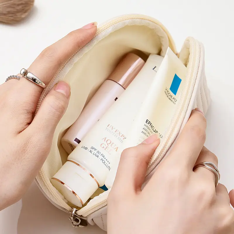 Pu Semi-Circle Cosmetic Bag Travel Organizer - Image 10