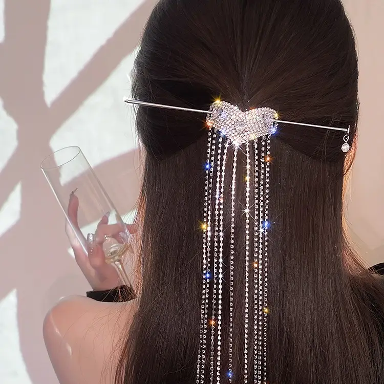 Women's Flash Diamond Hairpin with Long Tassels - Image 5