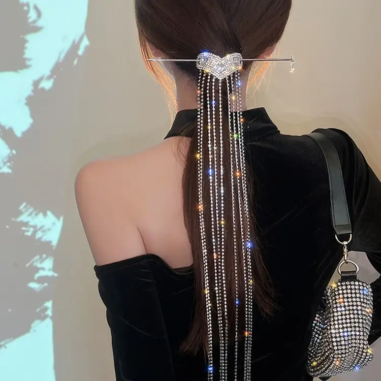 Women's Flash Diamond Hairpin with Long Tassels - Image 7