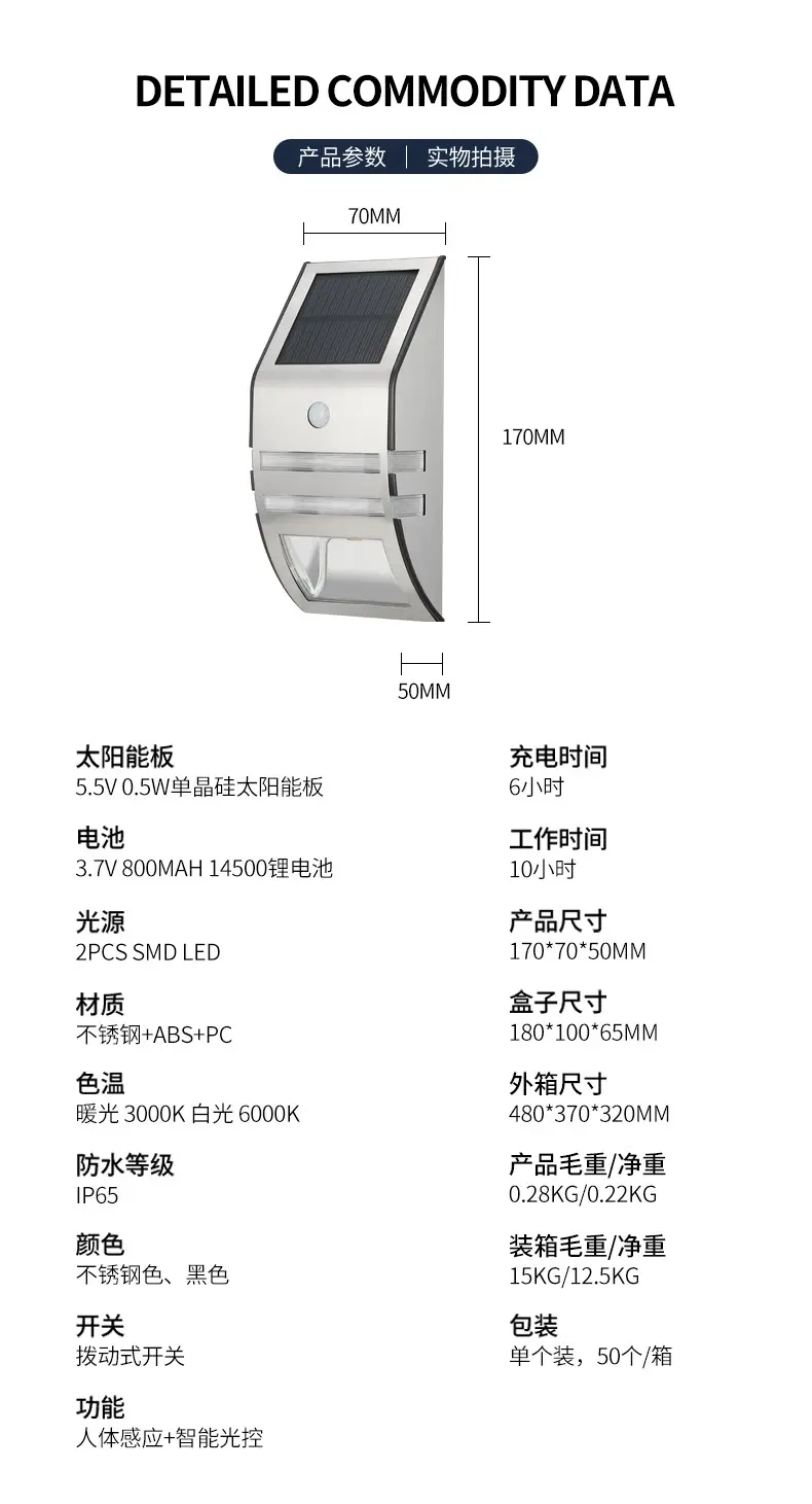 Solar Charging Wall Lamp for Home Outdoor Waterproof — feature 10