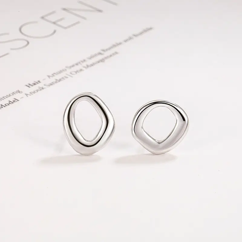 Silver Irregular Ring Earrings for Women 2022 New - Image 2