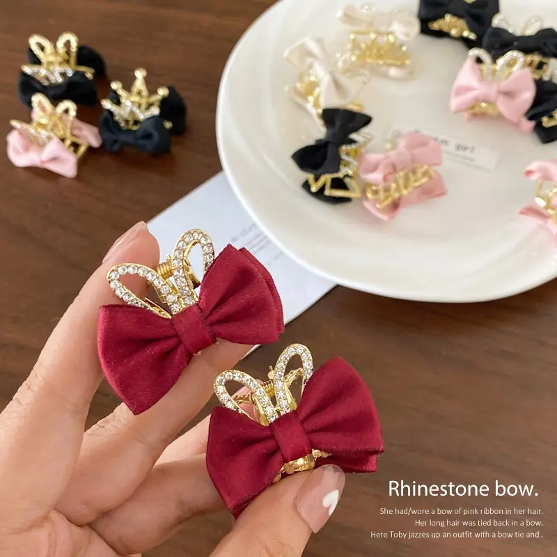 Red Bow Hairpin for Girls with Glitter Clip - Image 10