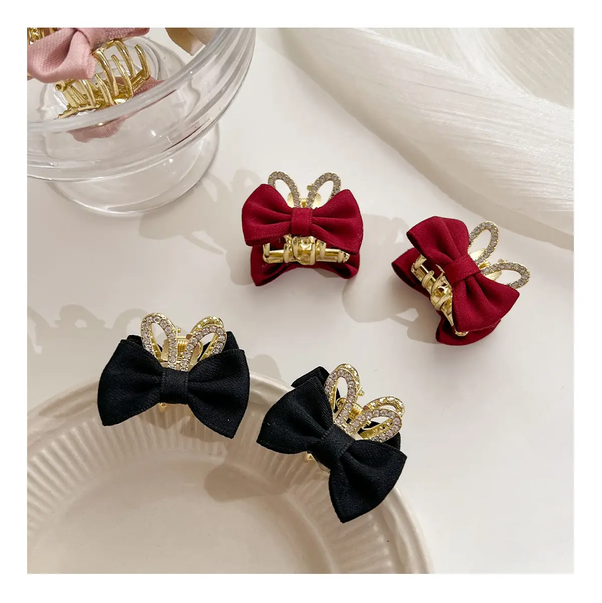 Red Bow Hairpin for Girls with Glitter Clip — feature 11