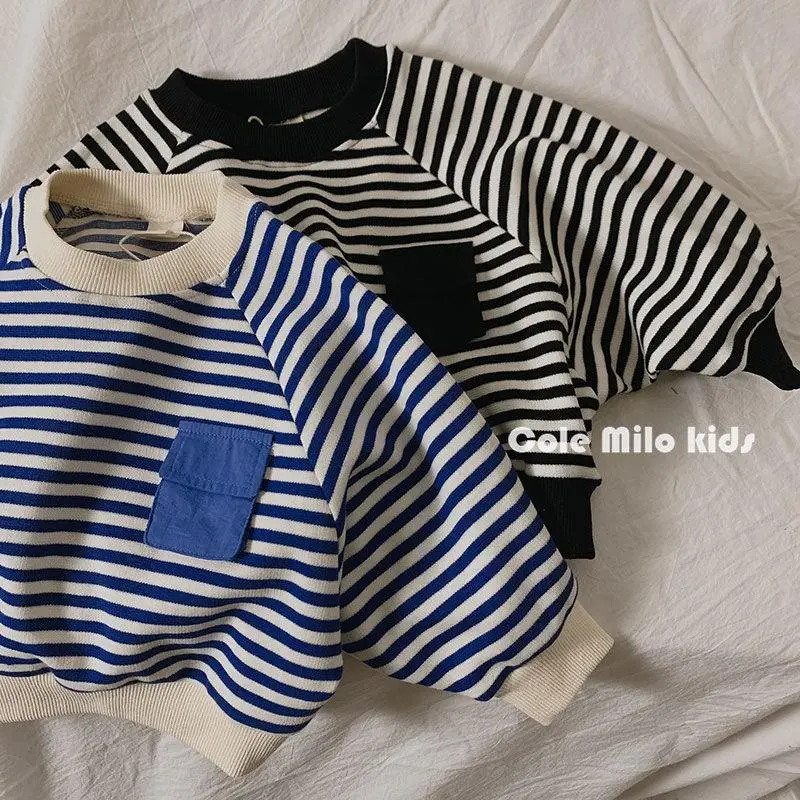 Children's Blue Striped Sweatshirt 2025 Spring Autumn - Image 3