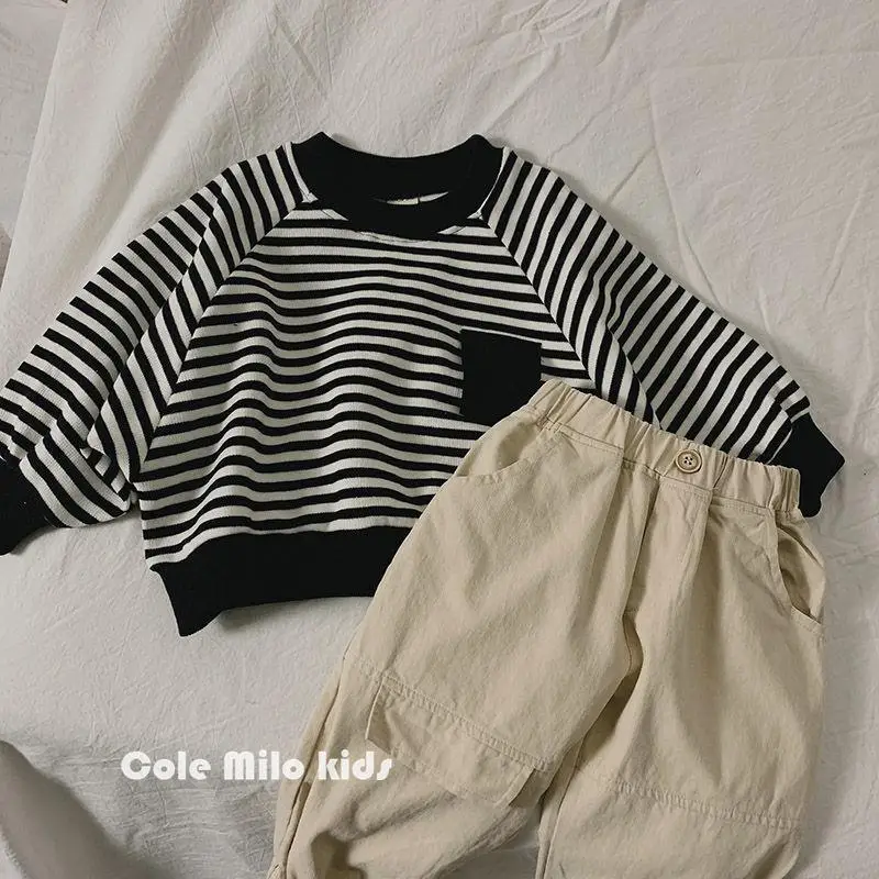 Children's Blue Striped Sweatshirt 2025 Spring Autumn - Image 4
