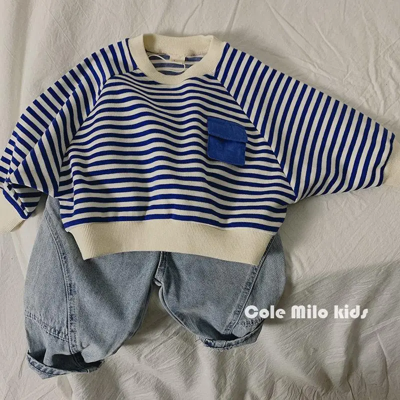 Children's Blue Striped Sweatshirt 2025 Spring Autumn - Image 5
