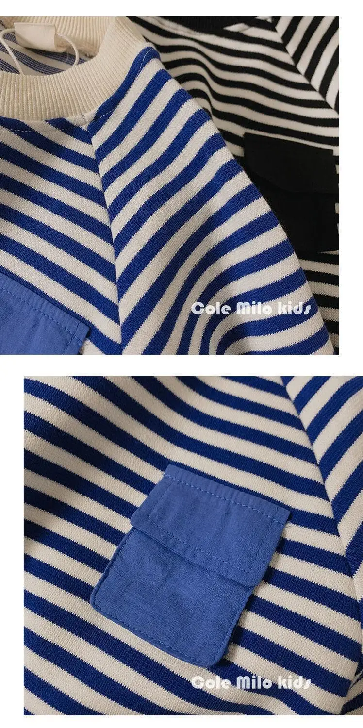 Children's Blue Striped Sweatshirt 2025 Spring Autumn — feature 10