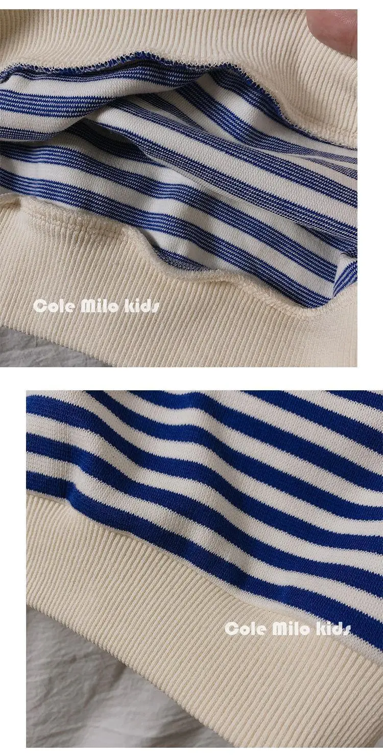 Children's Blue Striped Sweatshirt 2025 Spring Autumn — feature 11