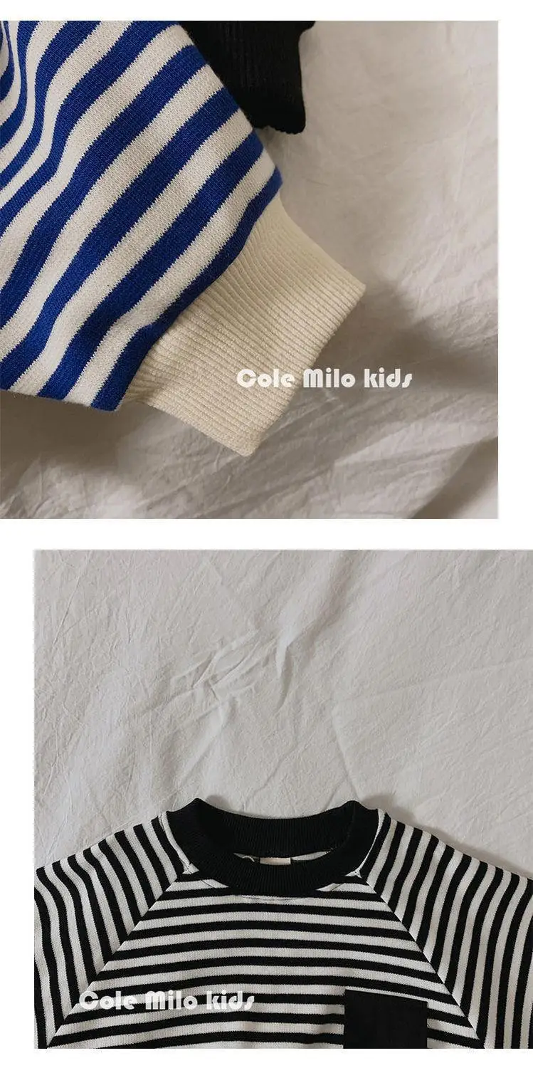 Children's Blue Striped Sweatshirt 2025 Spring Autumn — feature 12