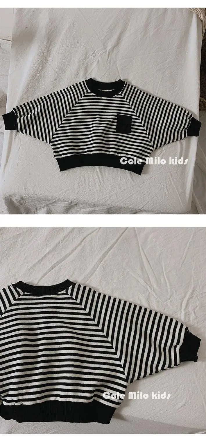 Children's Blue Striped Sweatshirt 2025 Spring Autumn — feature 7