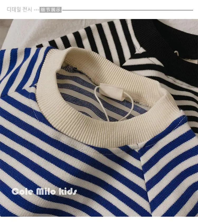 Children's Blue Striped Sweatshirt 2025 Spring Autumn — feature 9