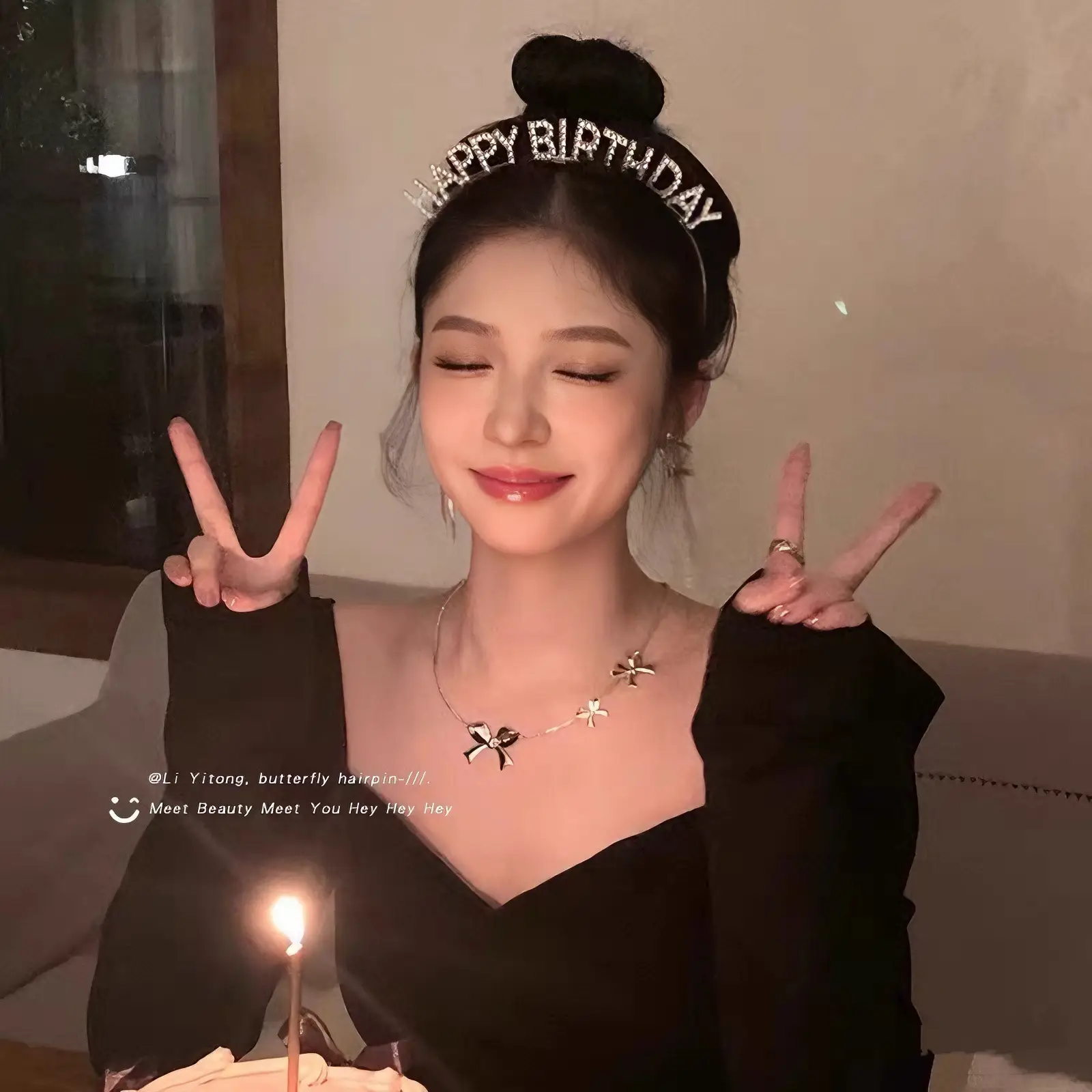 Happy Birthday Hairband Fairy Style Gold Plated