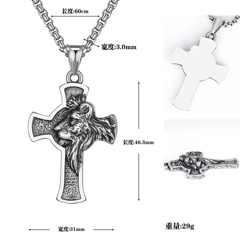 2022 Nightclub Lion Head Cross Necklace for Men Women