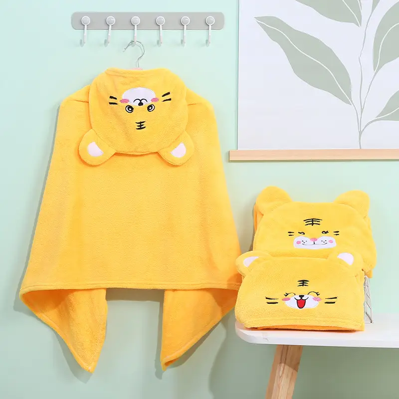 Coral Fleece Hooded Bathrobe for Kids - Image 11