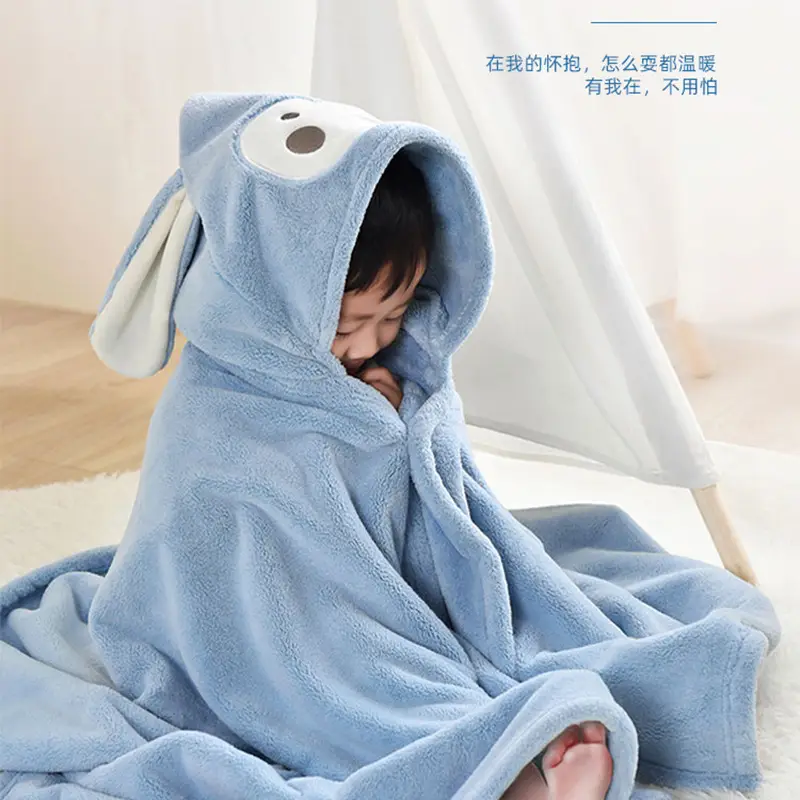 Coral Fleece Hooded Bathrobe for Kids - Image 12