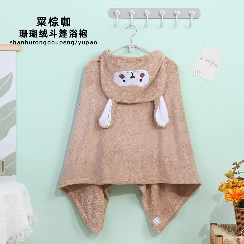 Coral Fleece Hooded Bathrobe for Kids - Image 6