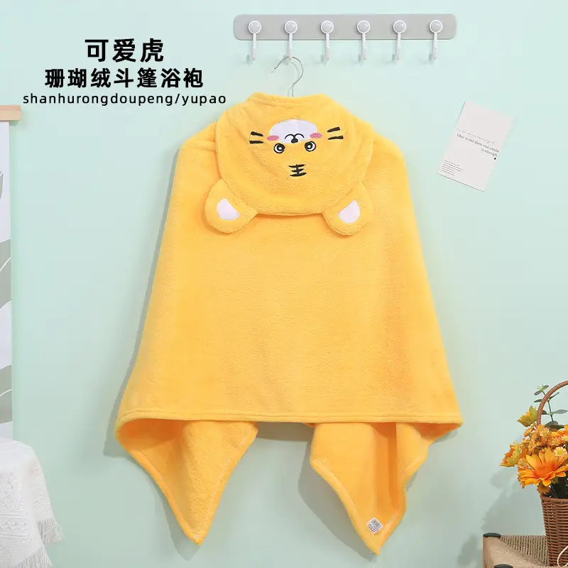 Coral Fleece Hooded Bathrobe for Kids - Image 7