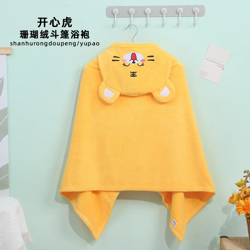 Coral Fleece Hooded Bathrobe for Kids - Image 8