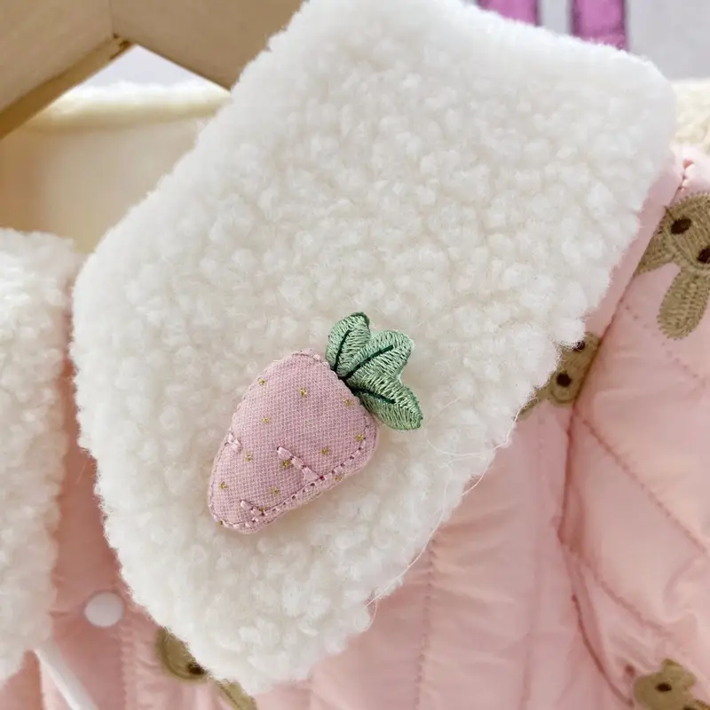 Baby Quilted Long-Sleeve Jumpsuit Cream Cartoon Design - Image 6