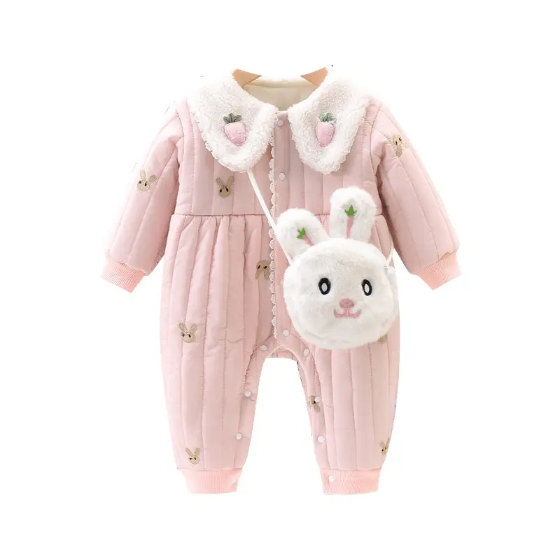 Baby Quilted Long-Sleeve Jumpsuit Cream Cartoon Design - Image 7