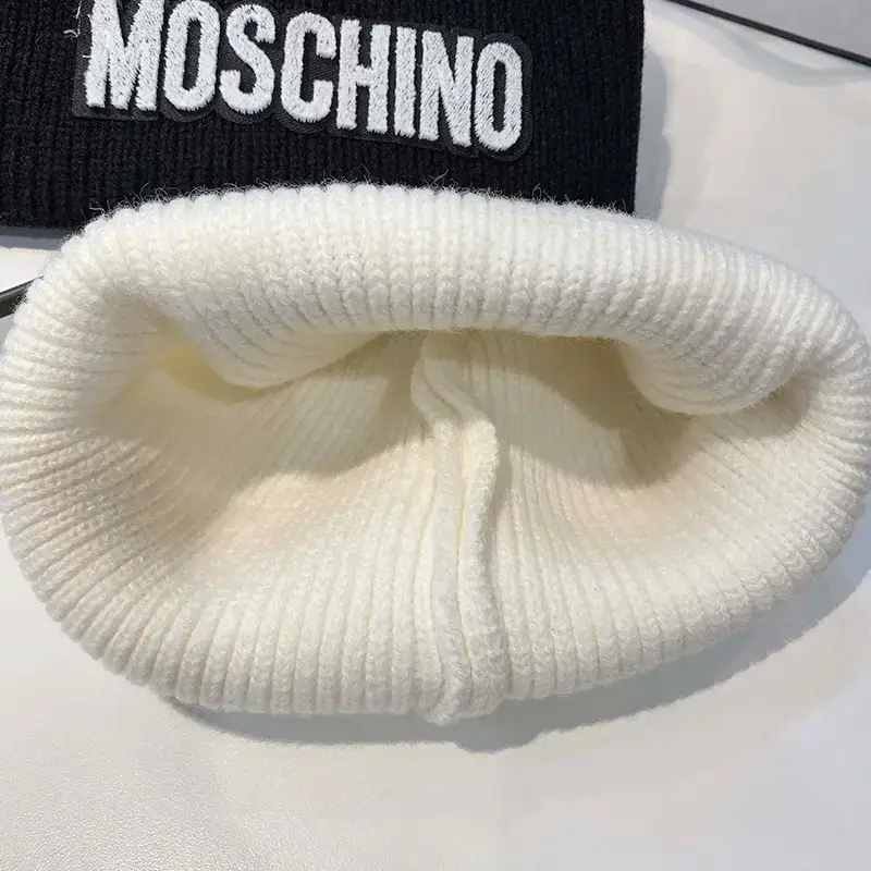 Women's Winter Woolen Bear Hat with "Moschino" Print