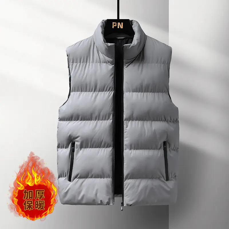 Men's Navy Blue Korean Style Vest Winter Casual - Image 2