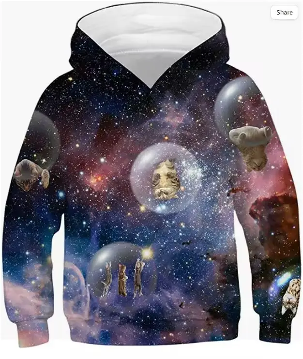 3D Printed Star Hooded Sweatshirt for Kids - Image 24