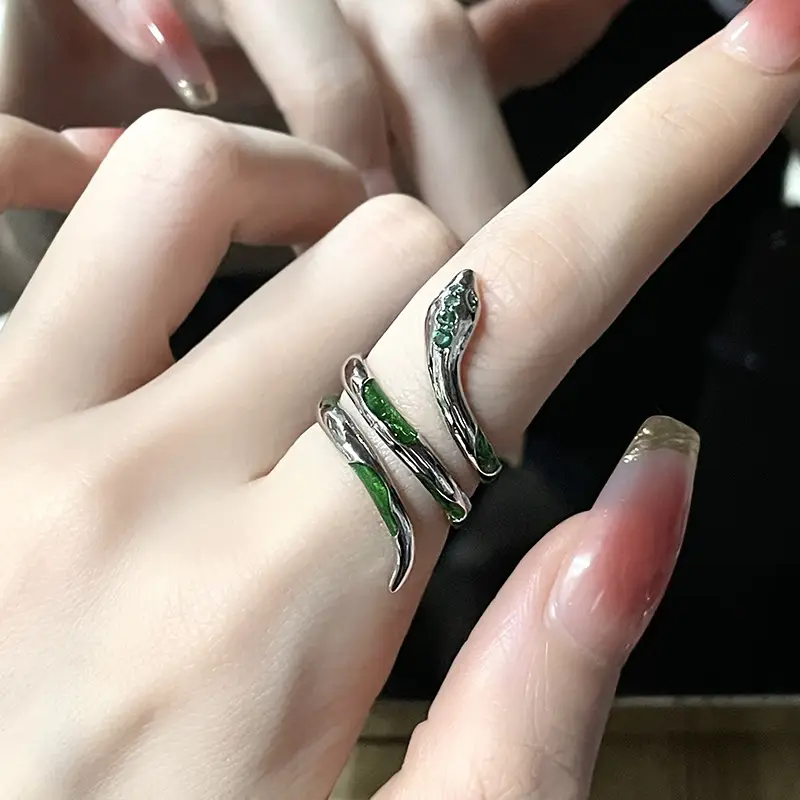 Slytherin Green Snake Zircon Open Ring Female - Image 6