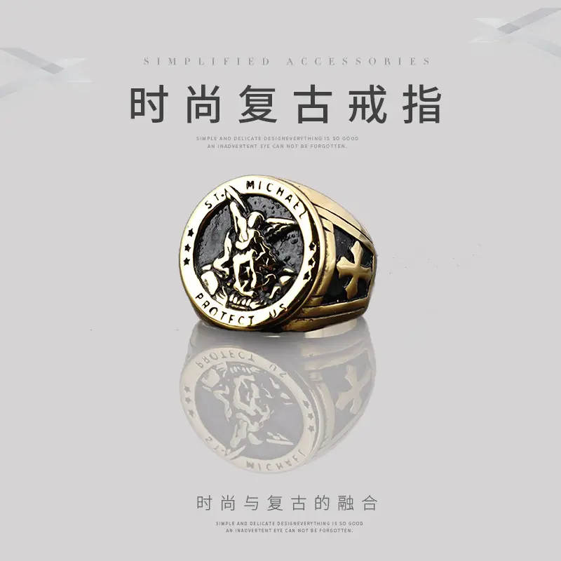 Jihadist Angel Ring Men's Titanium Steel Single - Image 6