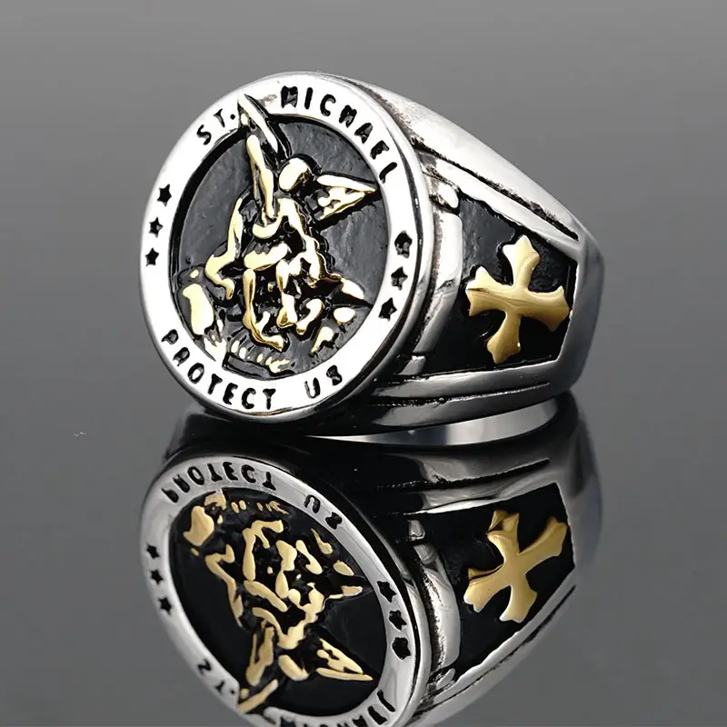 Jihadist Angel Ring Men's Titanium Steel Single - Image 7