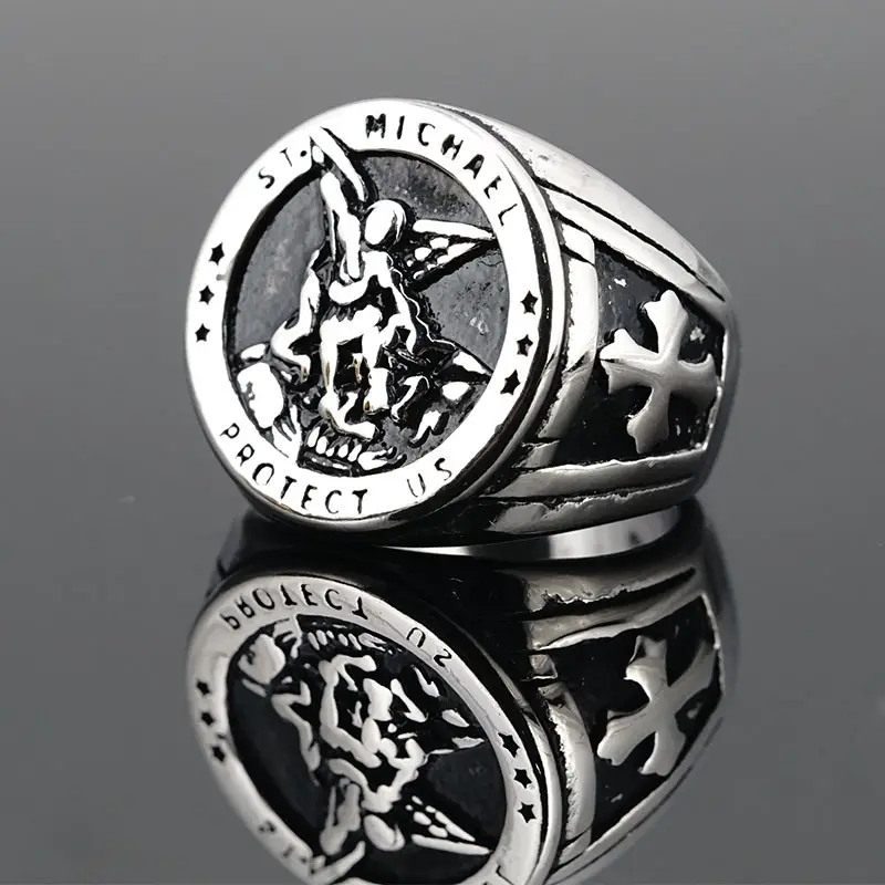 Jihadist Angel Ring Men's Titanium Steel Single - Image 8