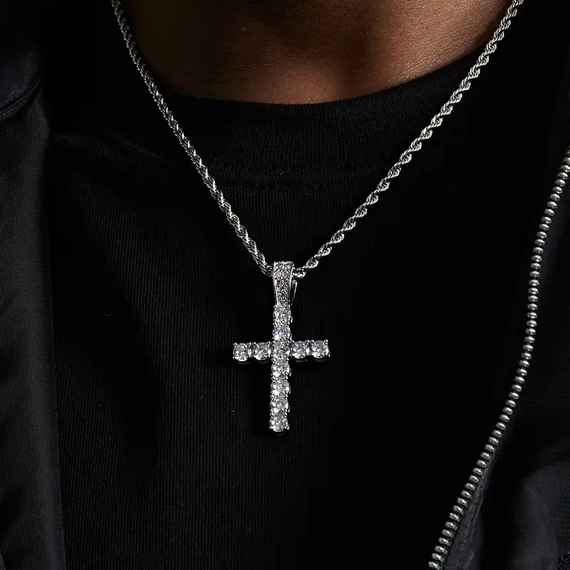 Full Diamond Cross Necklace Men's Hip Hop Chain — feature 24