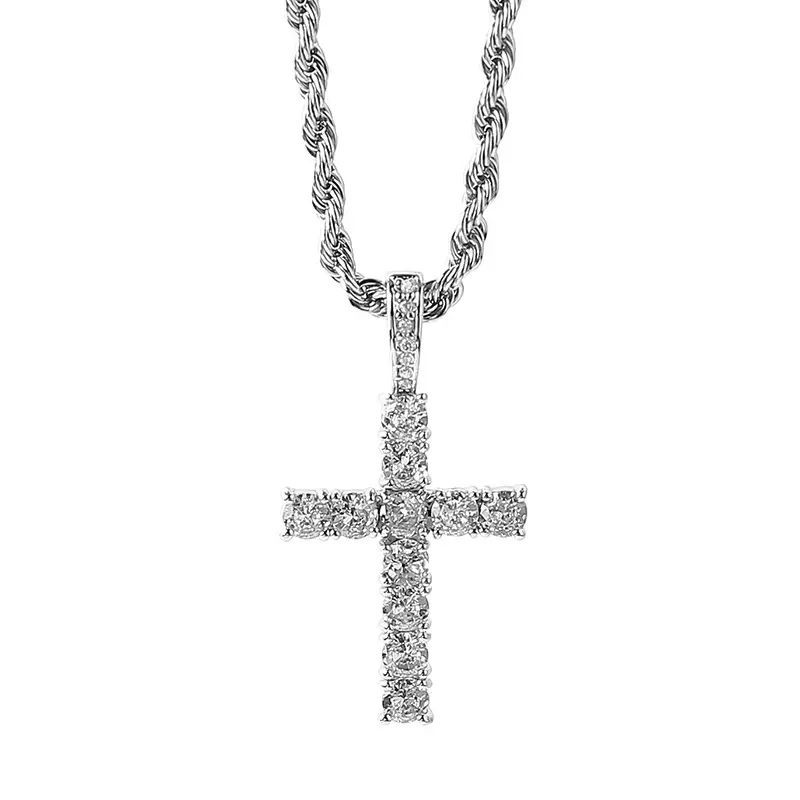 Full Diamond Cross Necklace Men's Hip Hop Chain - Image 5