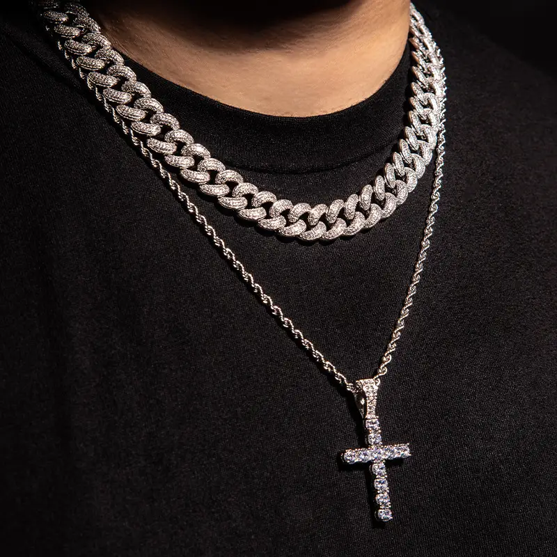 Full Diamond Cross Necklace Men's Hip Hop Chain — feature 20