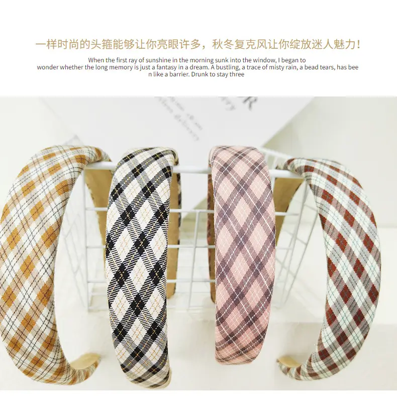 Vintage Plaid Hair Hoop Women's Korean Light Version — feature 10