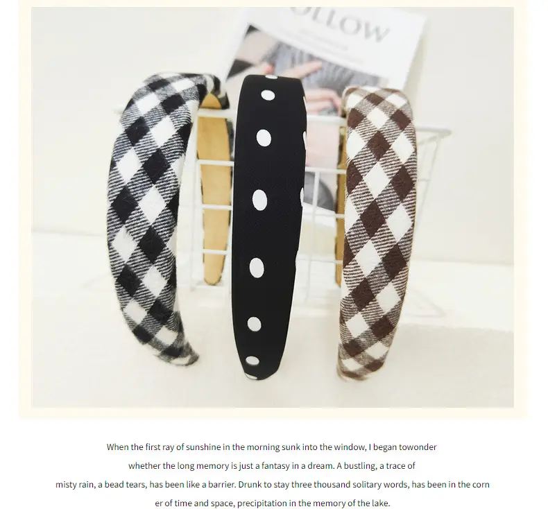 Vintage Plaid Hair Hoop Women's Korean Light Version — feature 2
