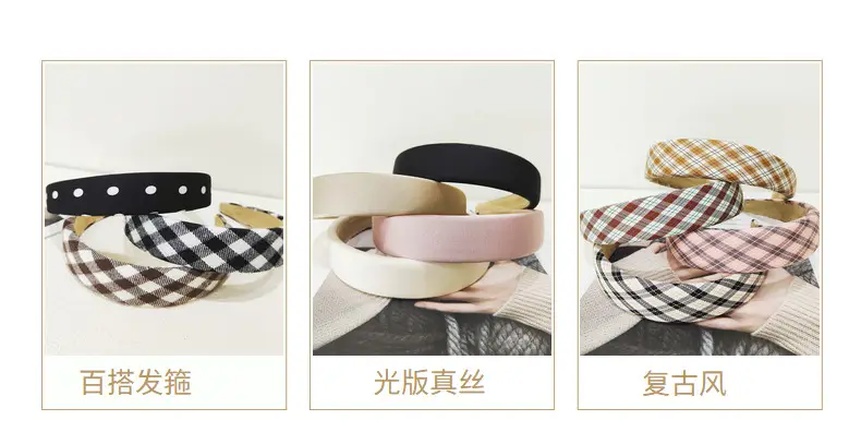 Vintage Plaid Hair Hoop Women's Korean Light Version — feature 4